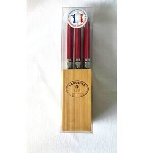 French Modern Laguiole  Stainless Steel Red  Resin Steak Knives Set  6